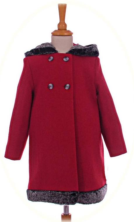 Girl's coats with hoods.Traditional coat with fur-trimmed hood-BabyClassics