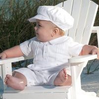 Baby boy's white romper suit