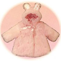 Baby's fur coat with bunny ears.